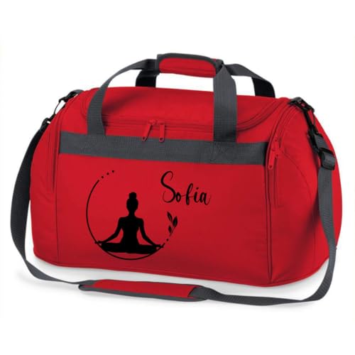 minimutz Sporttasche Schwimmen für Kinder - Personalisierbar mit Name - Schwimmtasche Meerjungfrau Duffle Bag für Mädchen und Jungen (rot)