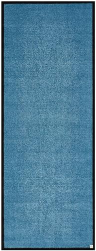 Barbara Becker Fußmatte Touch, Schmutzfangmatte waschbar, für Eingangsbereich Wohnungstür, Fußabstreifer, Türmatte, Blau, 67 x 170 cm