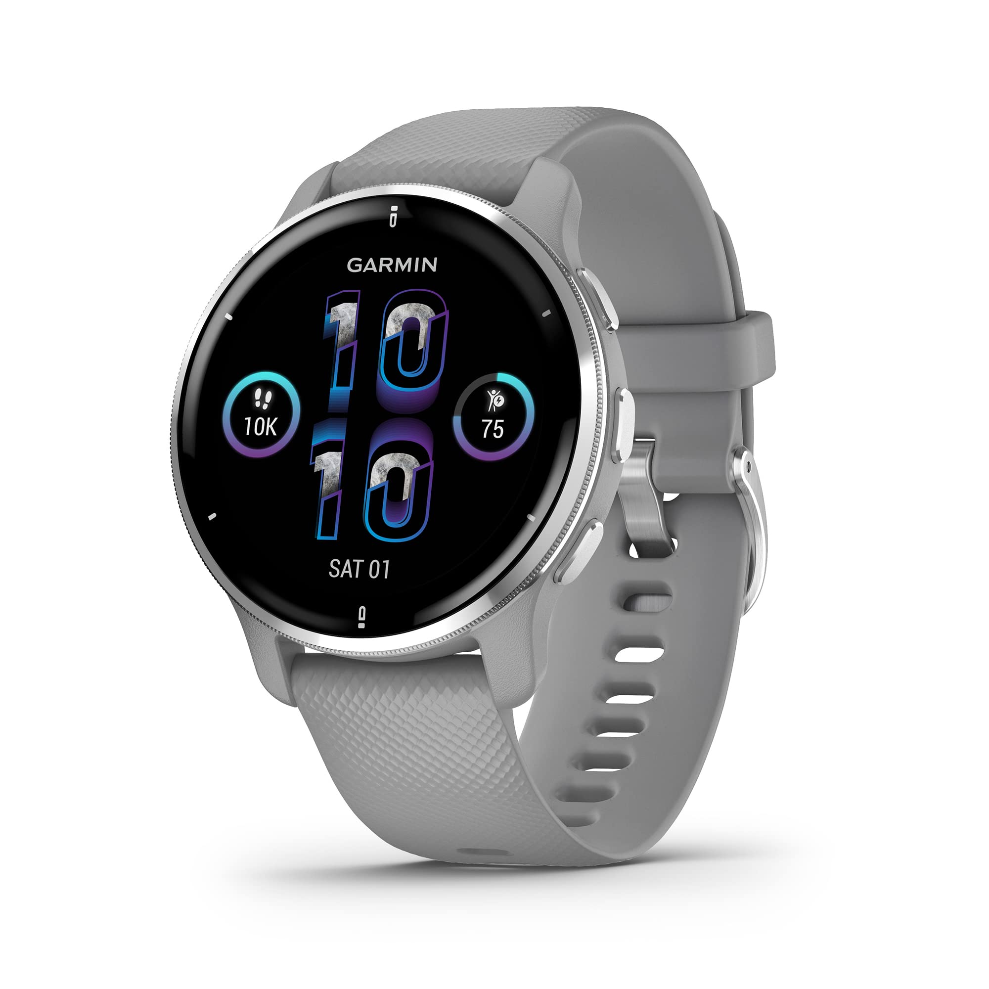 Garmin Venu 2 Plus GPS-Smartwatch mit ganztägiger Gesundheitsüberwachung und Sprachfunktion, Powder Grey (Renewed)