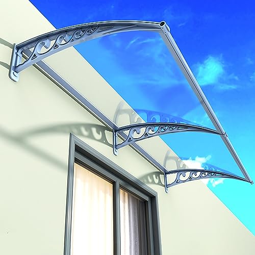 Fenstermarkise für den Außenbereich, Türvordach, Markisentür, Vordach für Terrasse, mit Polycarbonatplatte, Hohlblech für Vorder- und Hintertür (Größe: 80 x 200 cm)