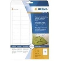 HERMA - Selbstklebende Folienetiketten - durchsichtig - 21,2 x 45,7 mm 1200 Etikett(en) (25 Bogen x 48) (8016)