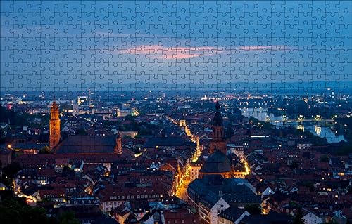 GUOHLOZ Puzzle 1000 Teile - Puzzel für Erwachsene - 100% Recycelten hölzern Puzzle Erwachsene und Kinder - Familienspaß, Stadt, Deutschland, Heidelberg, 75x50cm