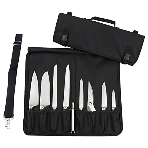 skrskr Messertasche, Kochmesser-Rollentasche mit strapazierfähigem Schultergurt und Griff, tragbare Messertasche Meat Cleaver Case