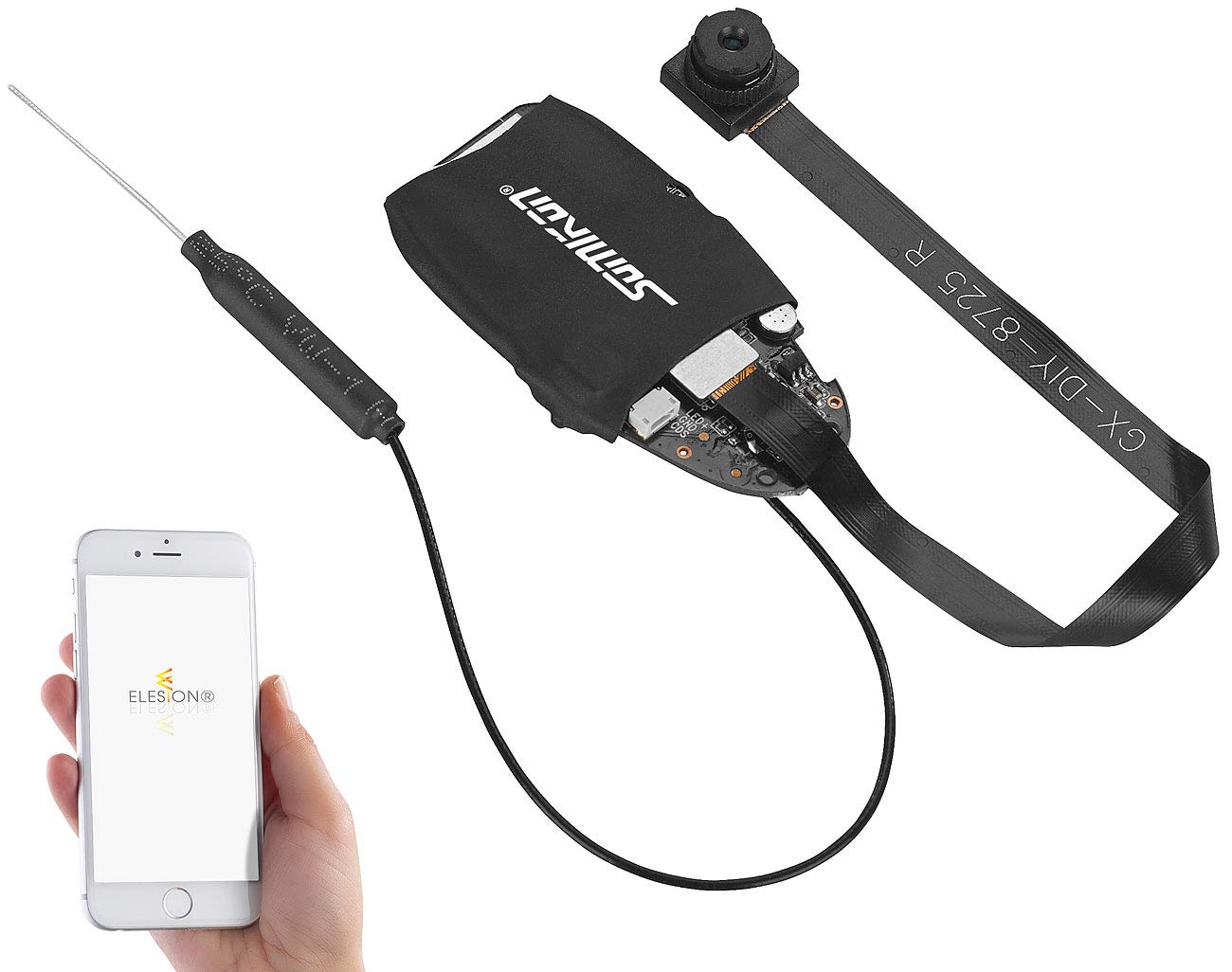 Somikon Micro Kamera: Full-HD-Micro-Einbaukamera mit Bewegungserkennung, WLAN & App (Einbau Kamera, Nistkasten Kamera, Bewegungsmelder)