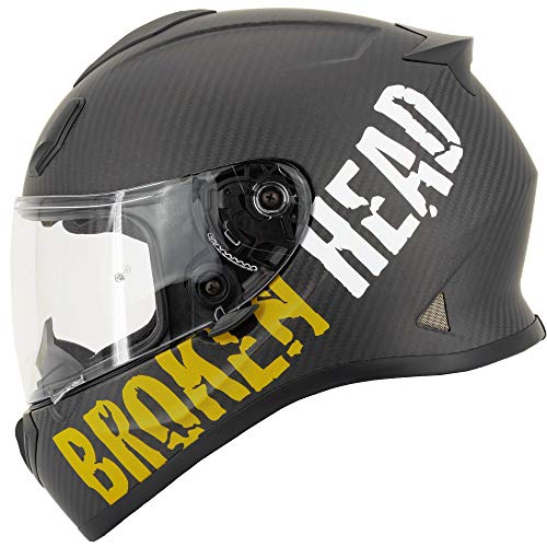 Broken Head BeProud Carbon Ltd. - Leichter Racing Motorradhelm & Integralhelm - Matt-Schwarz & Gelb - S (55-56 cm)