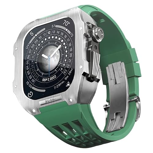 MAALYA Edelstahlband kompatibel mit Apple Watch Armband 44/45 mm, Metallband und Schutz-Set für iWatch 8 7 6 5 4 SE Serie, Retrofit, Edelmetall, Luxusarmband, DIY Eiche, 44mm, Achat
