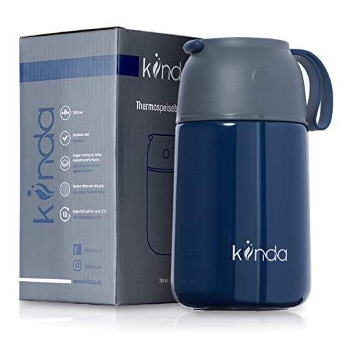 kiinda Thermobehälter Warmhaltebox 700ml BPA frei | Edelstahl Warmhaltebehälter Isolierbehälter Lunchbox für warme Speisen, Babynahrung, Suppe | Thermos Food Flask (dunkelblau)
