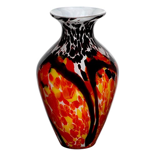 CRISTALICA Blumenvase Bouquet Vase Glas Vase Goa Schwarz Gelb Rot 37 cm Tischvase Tischdeko Hochzeitdeko