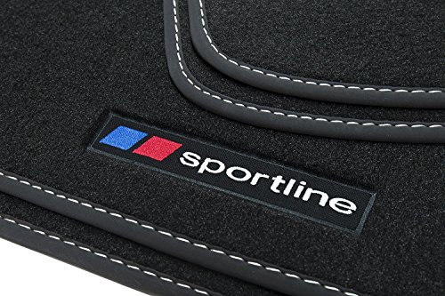 teileplus24 F651-FBA Fußmatten mit Sportline Design Bandeinfassung und Ziernähten