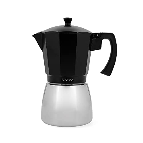 BIDASOA TRIBECA Kaffeemaschine aus Aluminium, Schwarz und Grau, 12 Tassen
