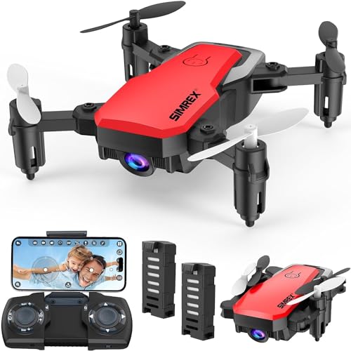 SIMREX X300C Mini Drone RC Quadcopter Foldable Altitude Hold Headless RTF 360 Degree FPV Video WiFi 720P HD Camera 6-Axis Gyro 4CH 2.4Ghz Remote Control Super Easy Fly for Training Rot