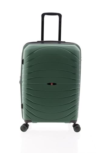 GLADIATOR Koffer 60 cm erweiterbar 4R, super robust, Polypropylen, Kick-Off, grün, mediana, Erweiterbarer Koffer, hart, drehbare Räder.