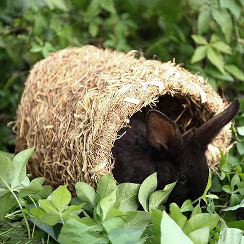 Gewebtes Gras-Tunnelhaus, gewebtes Grashütten-Bett, Versteckhütte, Spielzeug für Kaninchen, Hamster