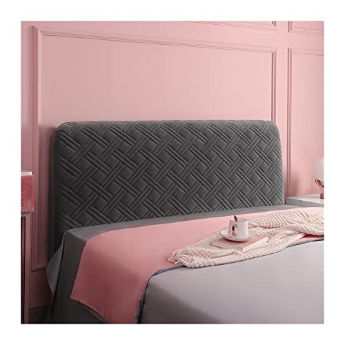 Bettkopfteil Hussen Soft Plush Headboard Cover Solid Color Pink All-Inclusive Velvet Bed Head Cover 180x70cm Schlafzimmer Kopfteil (Color : Dark Gray, Size : W210 x H70cm)