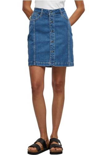 Urban Classics Damen Ladies Organic Stretch Button Denim Skirt Rock, Clearblue Washed, 27