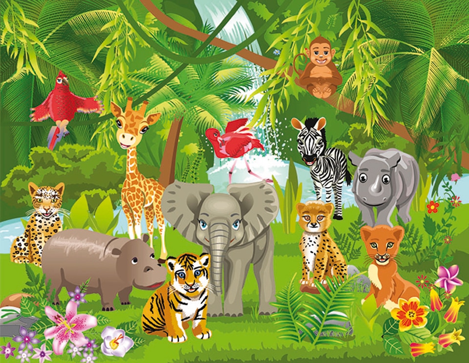 Papermoon Fototapete "Kids Jungle Animals", matt