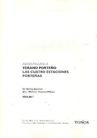 Verano porteno: für Streichquartette Stimmen