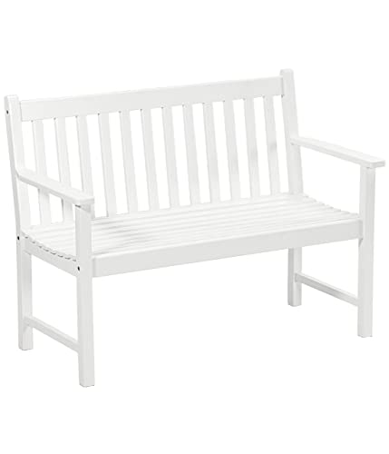 Dehner Gartenbank Mykonos, 2-Sitzer, ca. 120 x 89 x 61 cm, FSC® Akazienholz, weiß