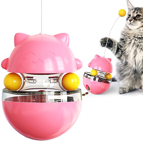 NW Glückskatze Schütteln Leckig Spielzeug Futterspender Interagieren mit Host Verbesserung Intelligenz Linderung Angst Katzenspielzeug Haustierprodukt Haustierspielzeug (Rosa)