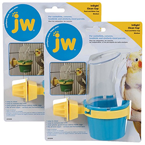 JW Pet Company Clean Futter- und Wasserbecher, Vogelzubehör, Größe M, Farben können variieren