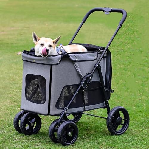 Haustier Kinderwagen Haustier Travel Hunde Kinderwagen für Spaziergänge, Joggen, 30 Kg Faltbarer Hundewagenträger mit Tassenhalter, Hochleistungs -Spazierkarren für Ältere/Verletzte Hunde (Color : G