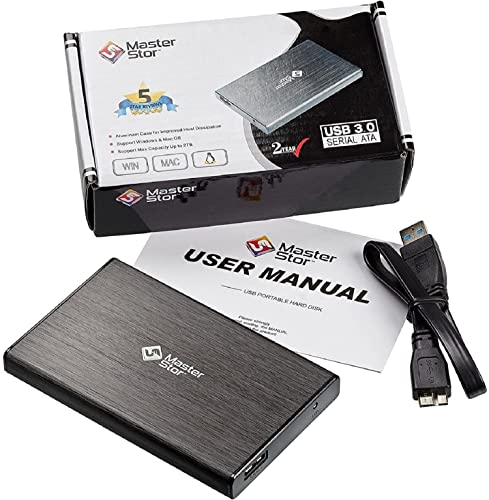 MasterStorb Externe Festplatte, USB 3.0, superschnell, 6,35 cm (2,5 Zoll), SATA-Laptop-Festplatte, tragbar, Rot, Silber, Schwarz, Blau und Pink
