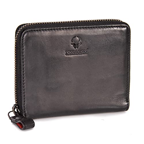 DONBOLSO® Montreal Midi Wallet I Damen Leder Geldbörse I mit 13 Kreditkartenfächer und RFID-Schutz (Schwarz)