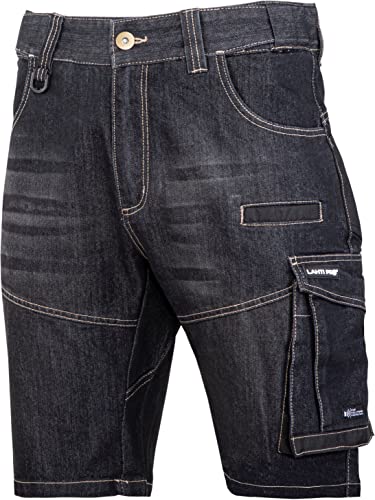 Lahti PRO Herren Jeans Cargo Herren-Arbeitsshorts Shorts | Größe: M | Farbe: Schwarz | Arbeitshose Sommer für Männer | Kurze Arbeitshosen | Hose aus Baumwolle | EN ISO 13688 | mit Werkzeug-Taschen