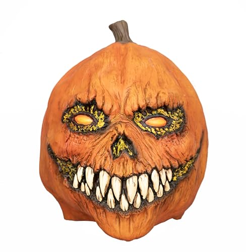 SHATCHI Teufel Kürbis Maske Gruselige Halloween 3D Vollkopfmaske Gruselig Latex Helm Horror Zombie Gesicht Sensenmann Verkleidung für Erwachsene Party Cosplay
