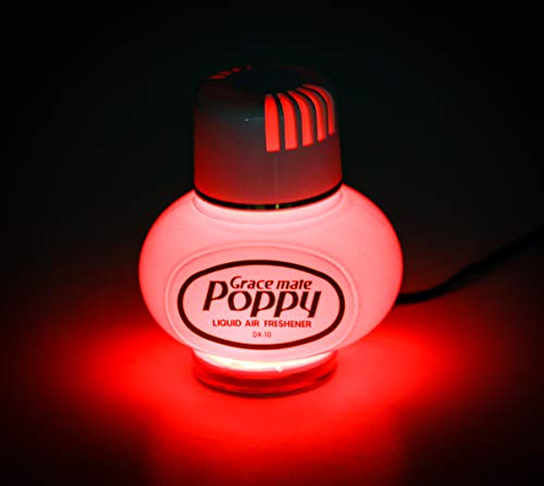 Lufterfrischer Original Grace Mate Poppy mit roter LED Beleuchtung, Duft Inhalt 150 ml, 24 Volt Anschluss für LKW (Duft Jasmin)