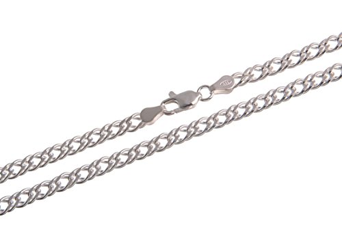 Zwillingspanzerkette 4,5mm breit - 925 Sterling Silber, Länge 38-100cm