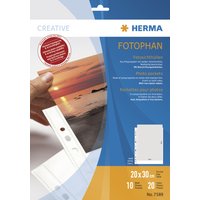 HERMA 7564 Fotophan Fotosichthüllen weiß (13 x 18 cm quer, 250 Hüllen, Folie) mit Eurolochung für Ordner und Ringbücher, beidseitig bestückbare Fotohüllen