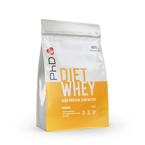 PhD Nutrition Diet Whey Proteinpulver | Banane | Mageres Eiweißpulver mit Molkenprotein | zuckerarm, fettarm, proteinreich | 2 kg | 80 Portionen