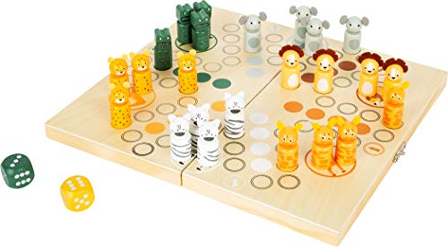 Small Foot 11765 Ludo Safari, für sechs Spieler, mit Steppen-Tieren, klappbares Spielbrett, ab 4 Jahren Board Game