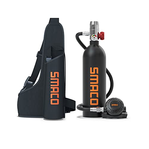 SMACO Mini Tauchflasche Sauerstoffflasche Taucherflasche Mini zum tauchen Mit 15 Bis 20 Minuten Tauchen Sauerstofftank Taucher Set Tauchausrüstung Tragbare 1L