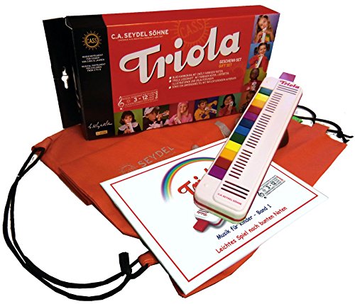 TRIOLA 12 Kompakt-Set mit Tasche für Instrument und Noten: die beliebte Blasharmonika mit farbigen Tasten für Kinder im Set mit dem Triola-Liederbuch MUSIK FÜR KINDER - BAND 1