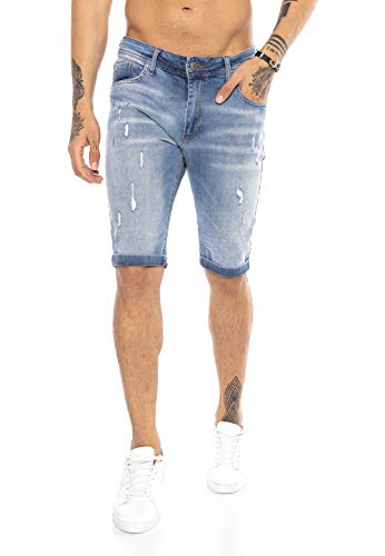 Redbridge Herren Jeans Shorts Kurze Hose Denim Destroyed Hellblau W31
