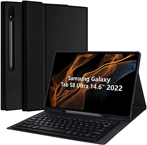 KBCASE Hülle mit Tastatur für Samsung Galaxy Tab S8 Ultra 14.6 Inch 2022 (SM-X900/X906),Abnehmbare Bluetooth QWERTZ Tastatur mit Schützhülle für Samsung Tablet…