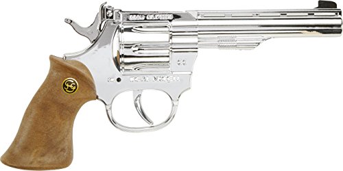 Festartikel Hirschfeld J.G.Schrödel Kadett: Spielzeugpistole für Zündplättchen-Munition, in Box, 100 Schuss, passend zum Cowboy-Kostüm, 19 cm, silber (402 9127)