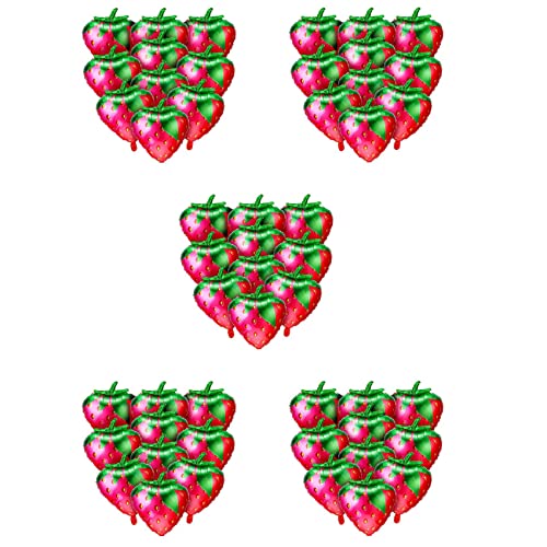 Hatem 50 Stück Erdbeer Ballons Süße Erdbeer Folie Mylar Ballons für Mädchen Erdbeer Themen Geburtstag Feier Dekorationen