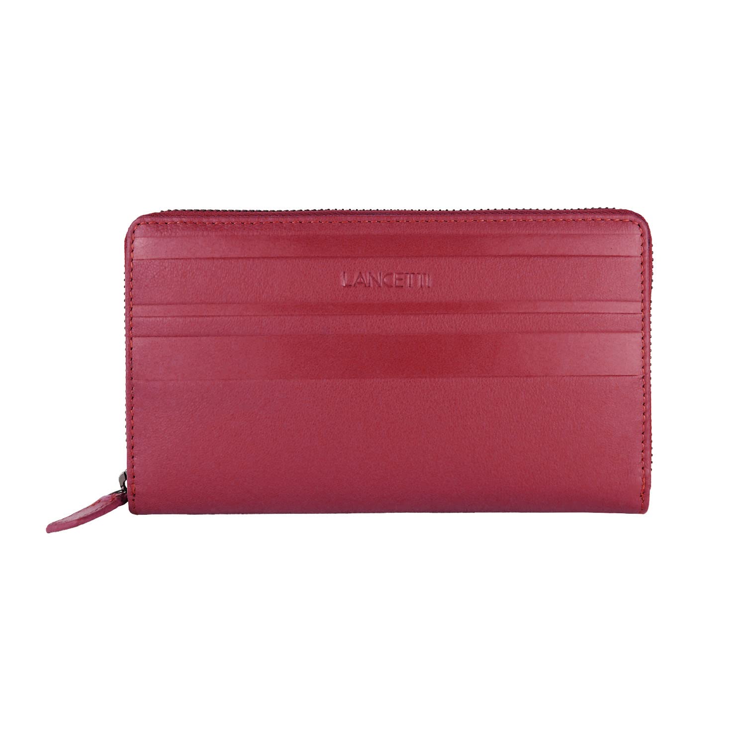 Lancetti Damen-Geldbörse aus echtem Leder, geräumig mit Geschenkbox, Rot 38