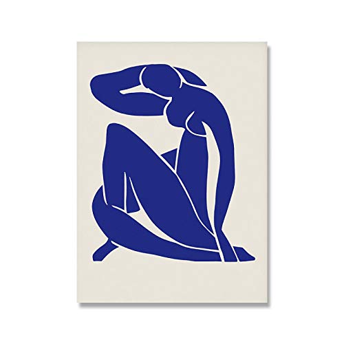 Rumlly Abstrakte Leinwand Wandkunst Gemälde Matisse Blue Nude Poster Hd Print Wandbild für Wohnzimmer Home Decoration 35x50cm Rahmenlos