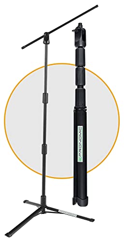 Pronomic MSF-500 Pro Mikrofonständer Klappbar/Faltbar - Mikrofonhalter aus Stahl - Schnellverschlüsse für Höhenverstellung - Mikrofonstativ mit ca. 50 cm langem Galgen - Kompaktes Packmaß