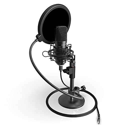 Amcrest Podcast-Mikrofon für Streaming, Sprachaufnahme, Spiele, Konferenzen, Meetings – inklusive Pop-Filter, Schockhalterung und verstellbarem Schwermetallständer, USB AM430-PS