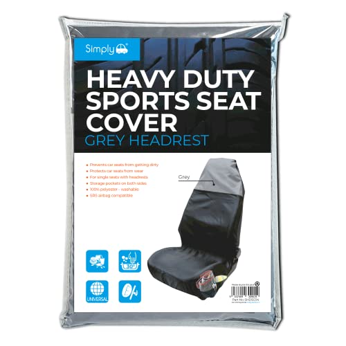 Simply SHDSC04 Sitzbezug, waschbar, strapazierfähig, Nylon, universal, einfach zu montieren, mit Aufbewahrungstaschen und SRS-Airbag-kompatibel, Grau