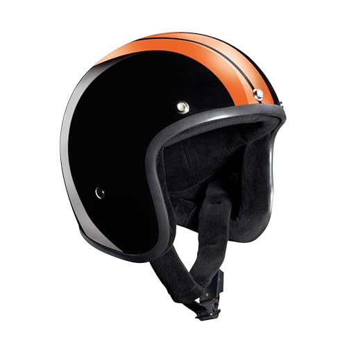 Motorradhelm Bandit Jet Race Classic Schwarz Orange Gloss Custom Biker Style Visier inklusive schwarzem orangefarbenem Stripe Gloss Open Helmet - Nicht zugelassen
