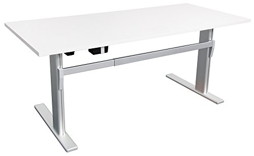 Dila GmbH Höhenverstellbarer Schreibtisch Weiß Ergonomisch Elektrisch B 160 cm x T 80 cm Bürotisch Workstation (B 160 cm x T 80 cm, Weiß)