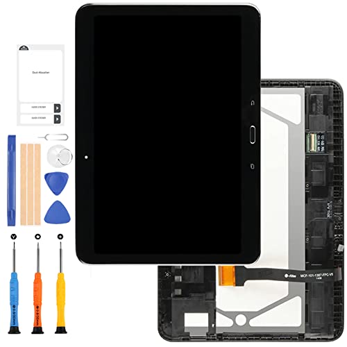 LADYSON Bildschirm Ersatz für Samsung Galaxy Tab 4 10.1 2015 T533 SM-T533 LCD Display Touch Panel Digitizer Vollglas Tablet PC Teile Kits mit Rahmen + Werkzeug (schwarz)