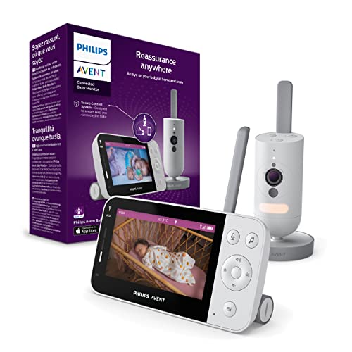 Kabelgebundenes Philips Avent Babyphone mit Full HD-Kamera und Secure Connect-System, mit Baby Monitor+ App, SCD923/26, Weiß, Grau, Schwarz