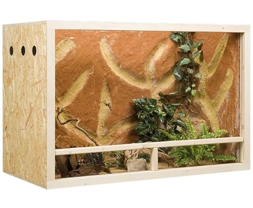 OSB Terrarium, Holzterrarium 120x60x80 cm mit Seitenbelüftung, Zierleistenset:mit Zierleistenset, Sicherheitspaket:ohne Sicherheitspaket